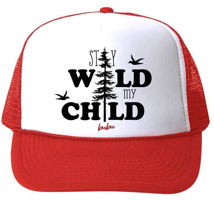 Stay Wild My Child Red Trucker Hat for wholesale by Bubu