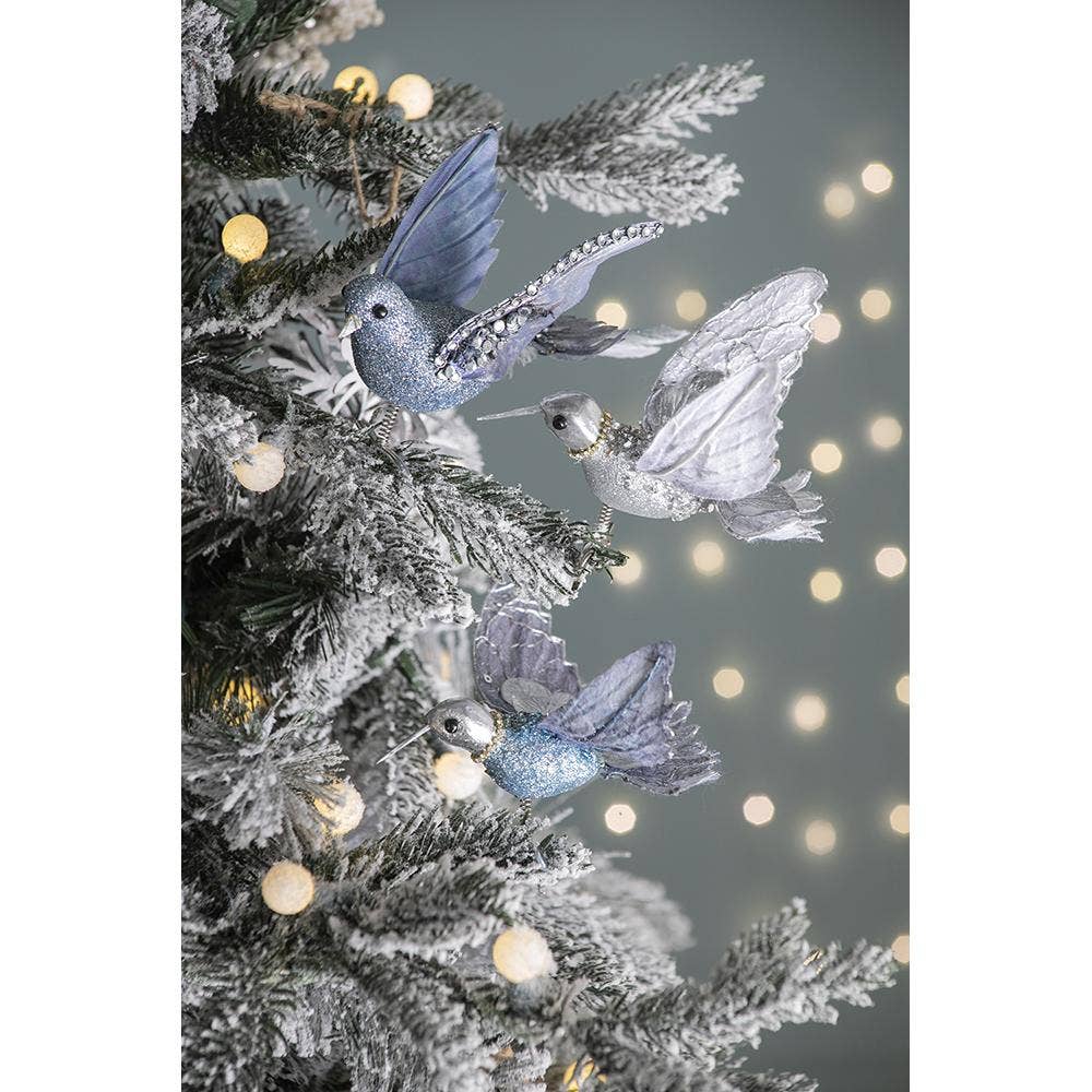 A&B Home Group Inc. - Wholesale Ornament - 7x2,5x3"H Glinsterende Blauwvogel Ornament Klem5