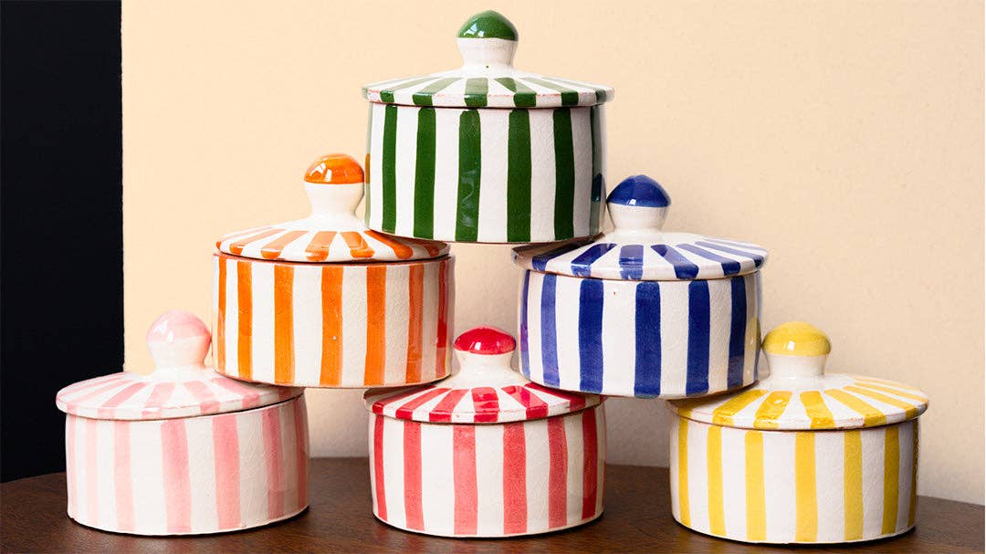 Pink Cactus & Co – wholesale Jar – Stripe Sugar Pot5