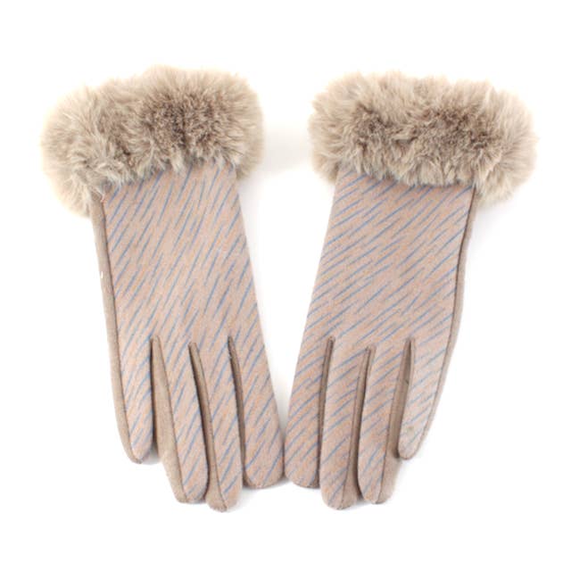 A22048 Lines Gloves with Fur for wholesale by Pretty Persuasions