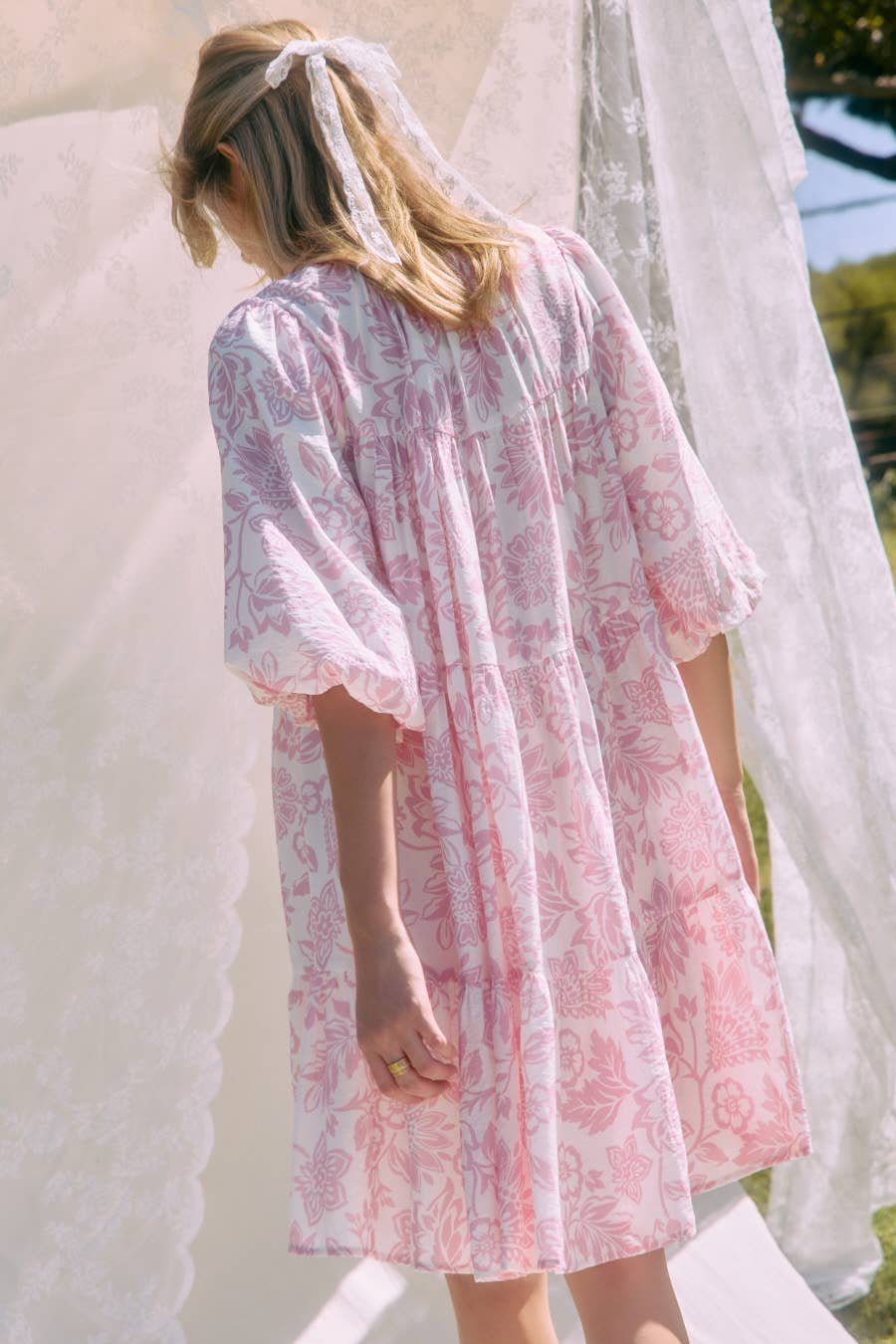 Oddi – Großhandel Kleid – Damen – Boho Bedrucktes Baby-Doll-Minikleid3