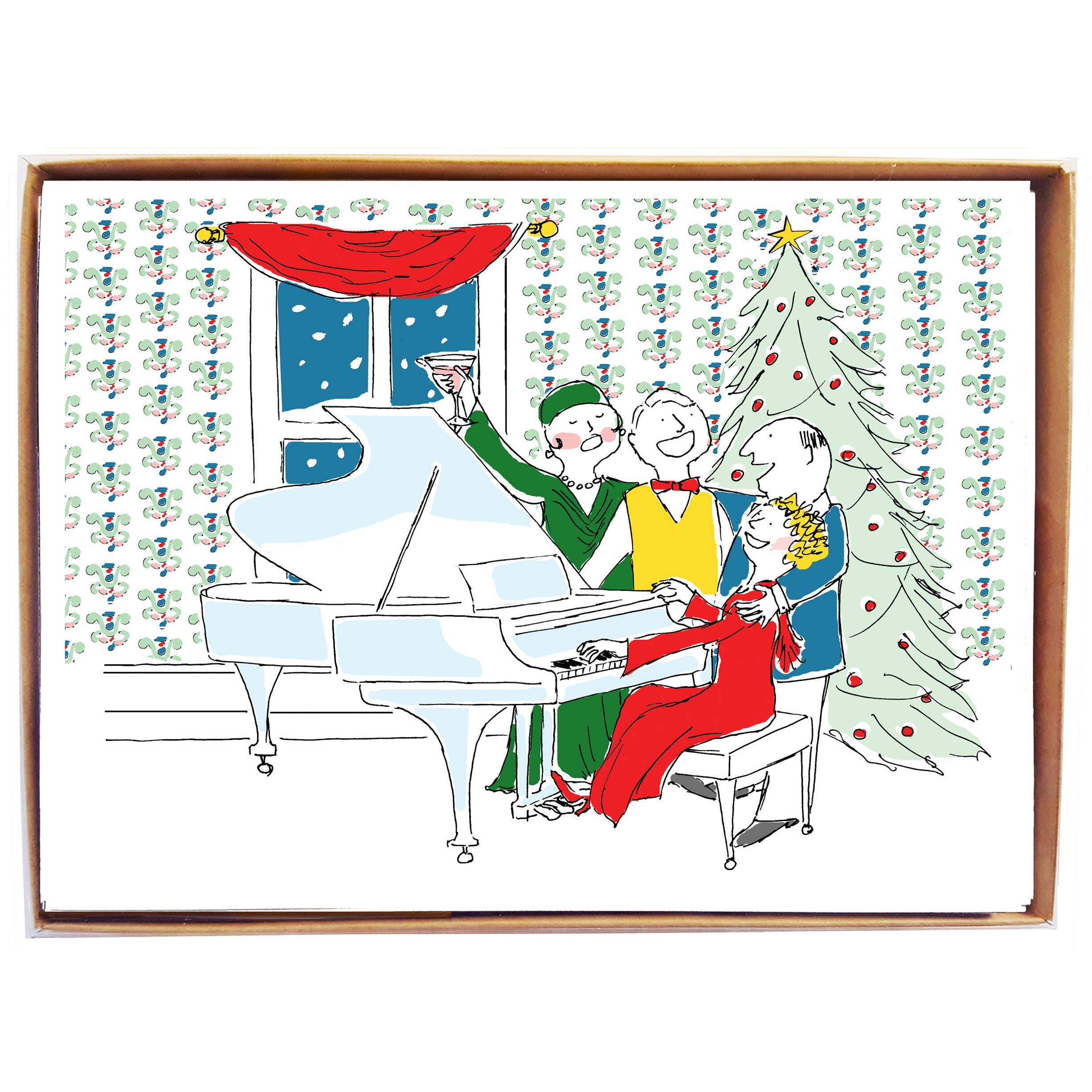 mollyOcards - Wholesale Christmas Card - Piano Singers - box of 80