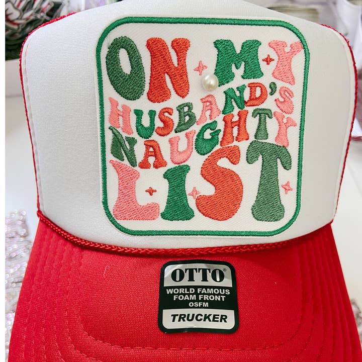 TEELUX - Wholesale Patch - 3" On My Husbands Naughty List - Embroidered Hat Patch1