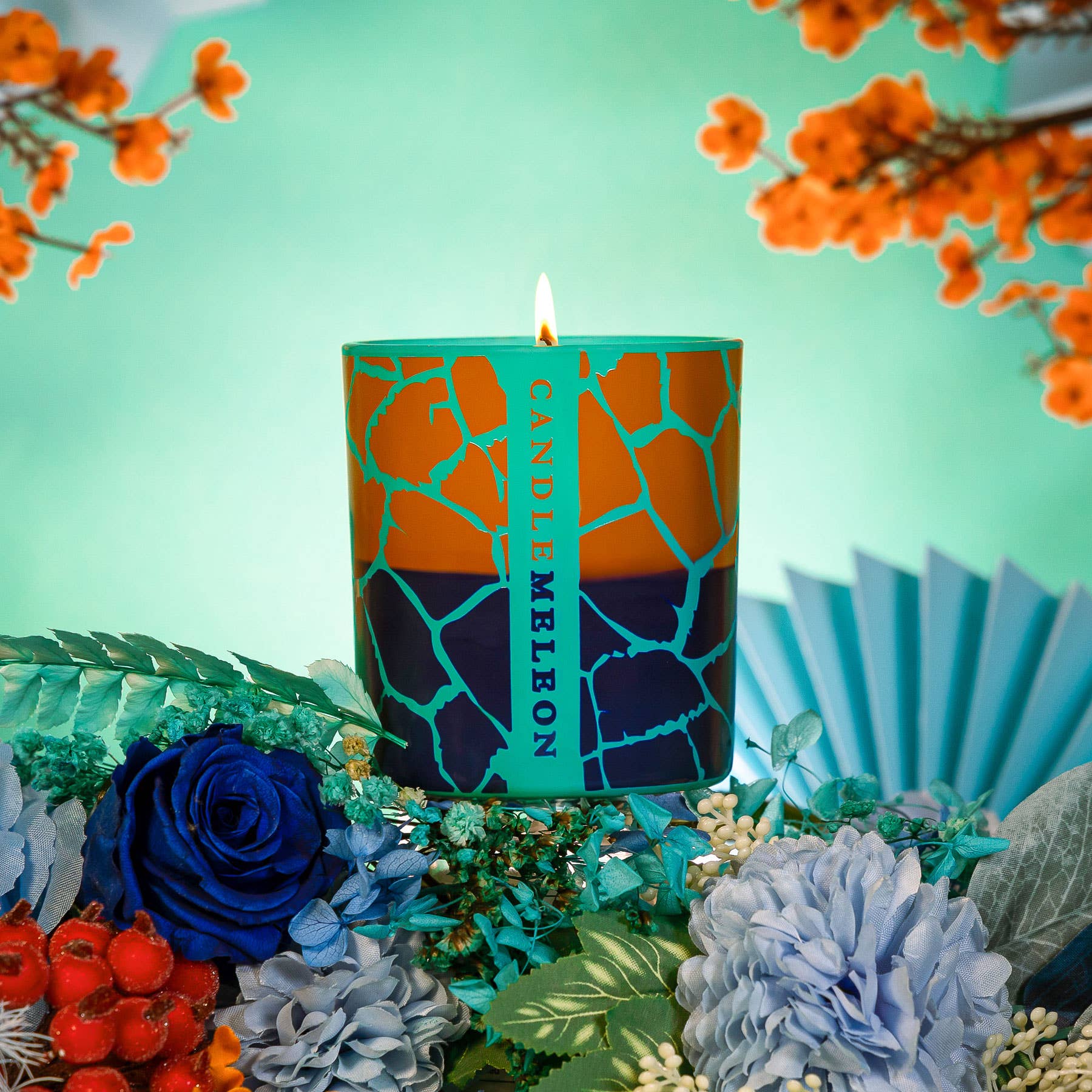 CANDLEMELEON - Wholesale Jar/Filled Candle - ORANGE GIRAFFE - Colour Changing Soy Woodwick Scented Candle1