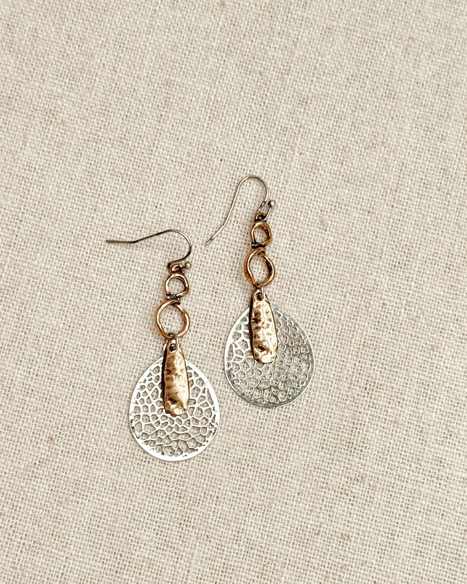 Juniper Wish - Wholesale Dangle Earrings - Mixed Metal Disc & Bar Earrings0