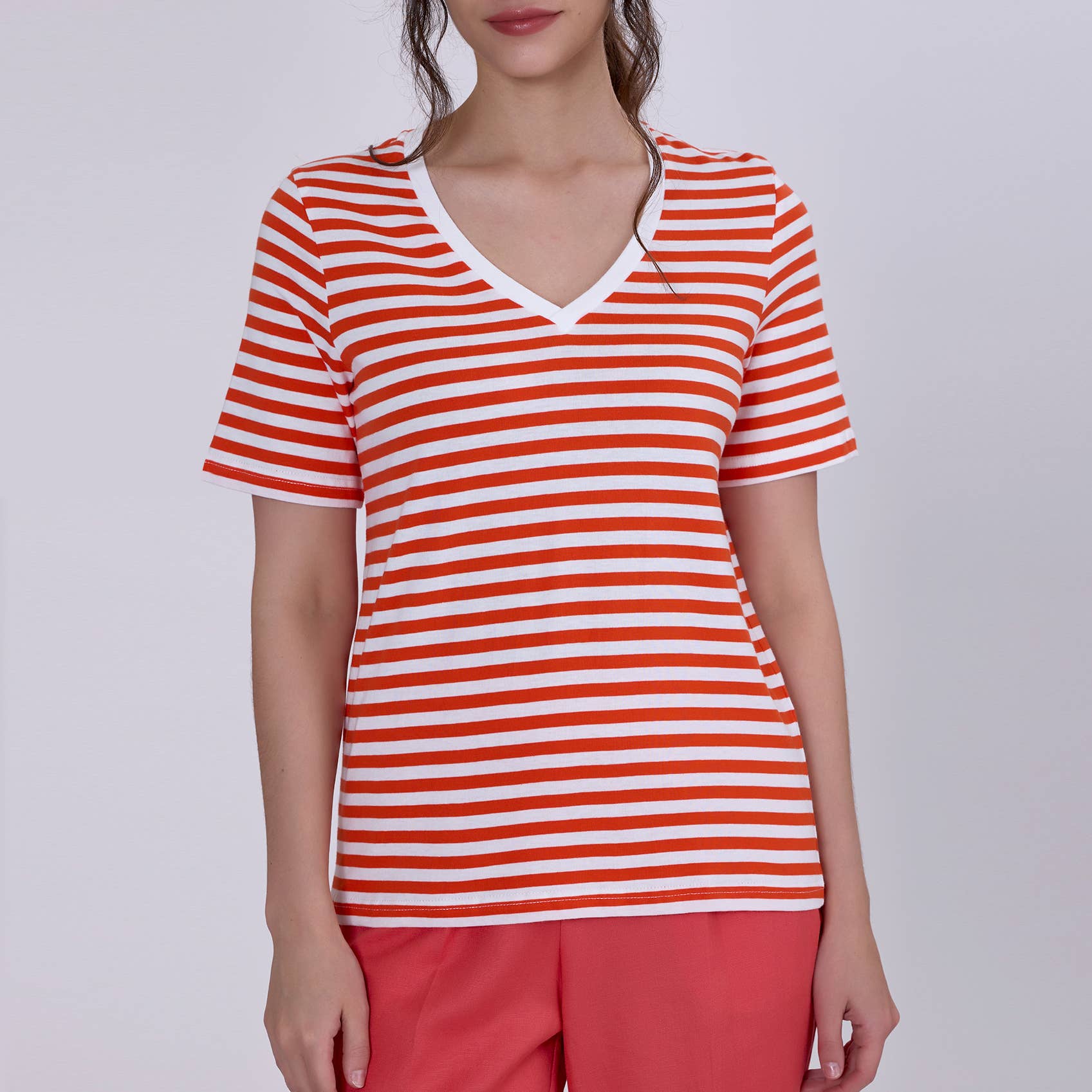 Smart and Joy – wholesale T-shirt – women's – V-neck cotton sailor t-shirt8