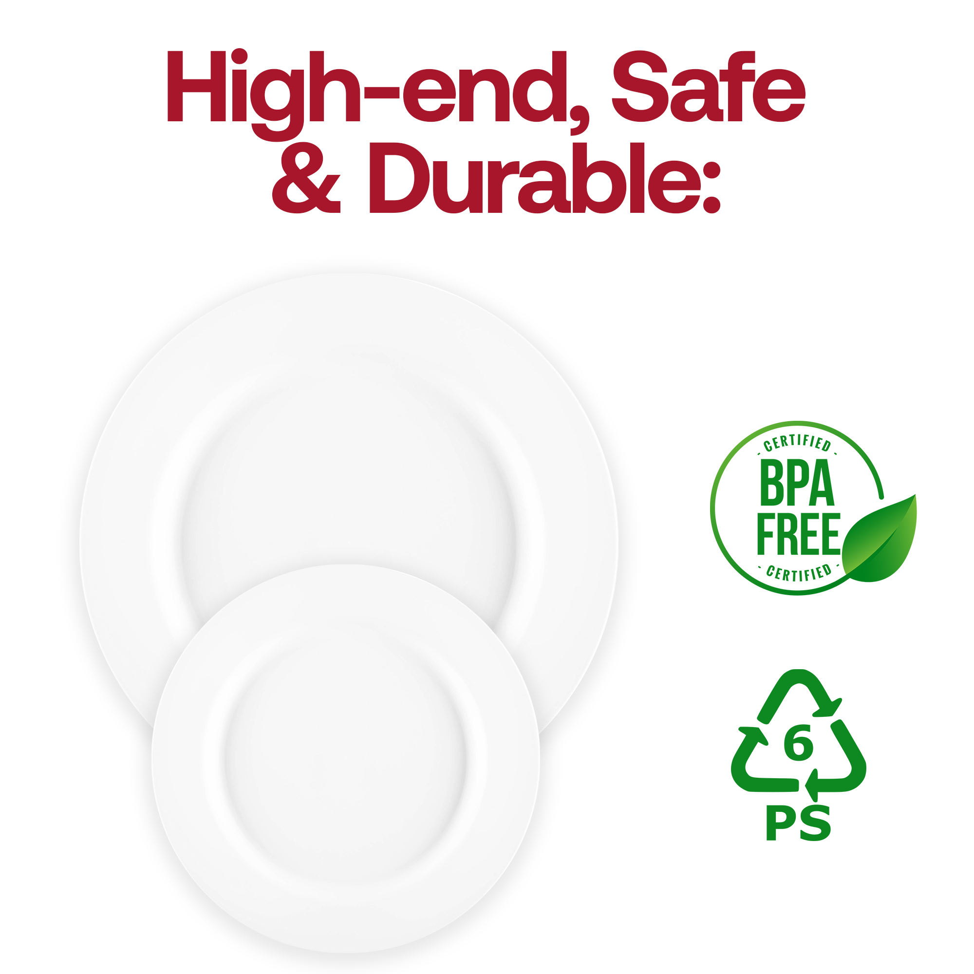 Smarty had a Party - Wholesale Salad Plate - 7.5" Matte Milk White Round Plastic Salad Plates - 10 pcs4