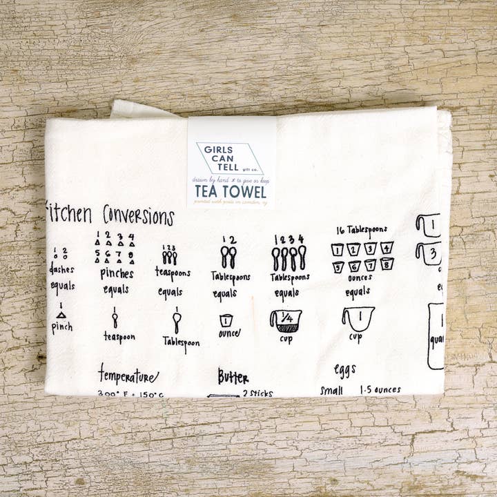Girls Can Tell - Wholesale Tea Towel - Kitchen Measurements Tea Towel | kitchen | flour sack | dish0
