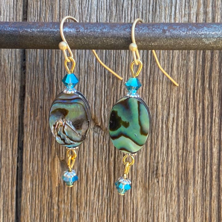 Headwaters Paua Shell Earrings for wholesale by Cool Water Jewelry