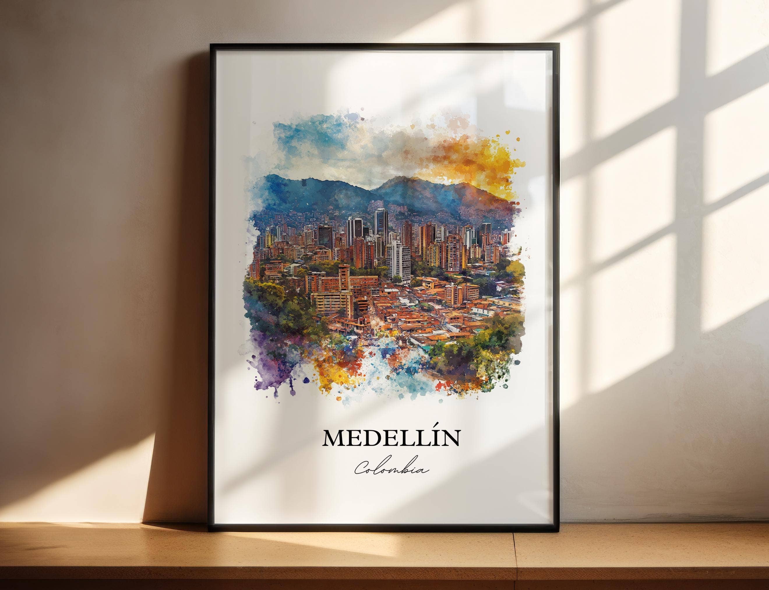 Premium Travel Art - Wholesale Art Print - Medellín Wall Art, Colombia Print, Colombia Watercolor Art, Medellín Colombia Gift, Travel Print, Travel Poster, Housewarming Gift
