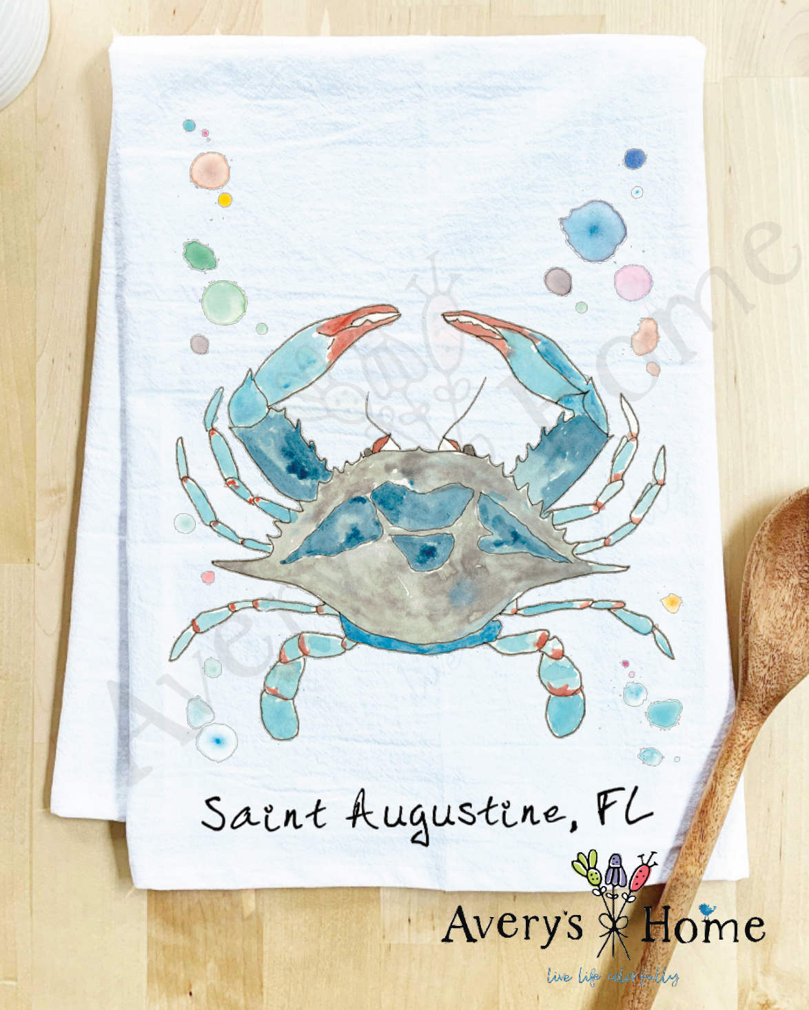 Avery's Home - Wholesale Tea Towel - Blue Crab Ocean Customizable Coastal Tea Towel34