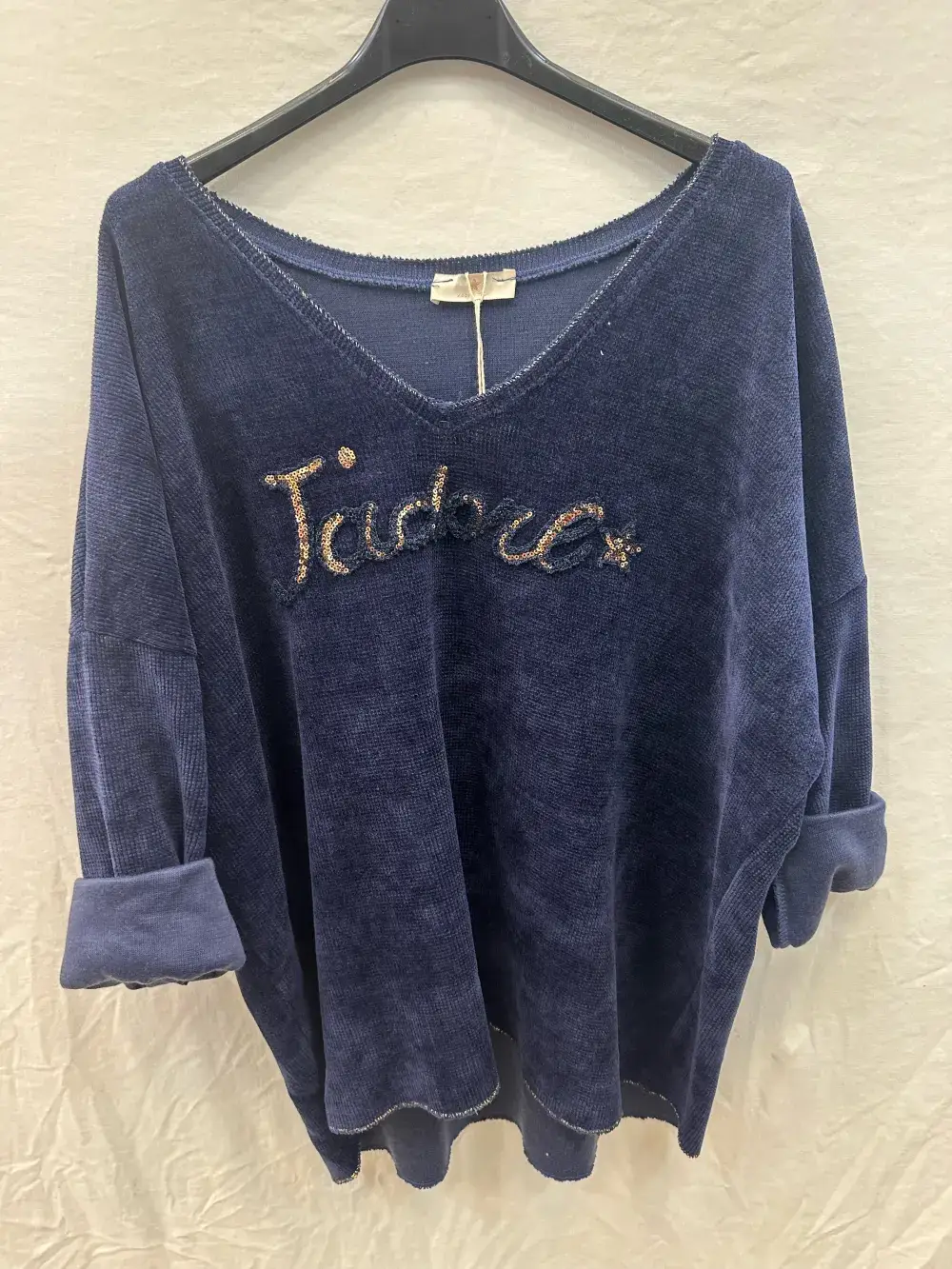 Mimi & Gogo - Wholesale Sweatshirt - Women's - Velvet Sweatshirt I love @4589_HVJadore6