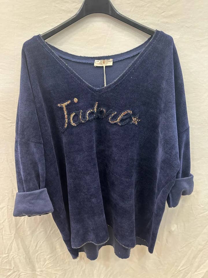 Mimi & Gogo - Wholesale Sweatshirt - Women's - Velvet Sweatshirt I love @4589_HVJadore6