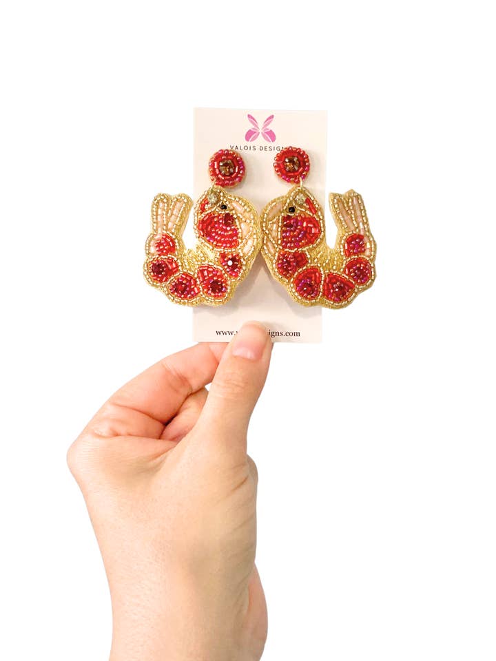 Boiled Shrimp Beaded Earring for wholesale by Valois Designs