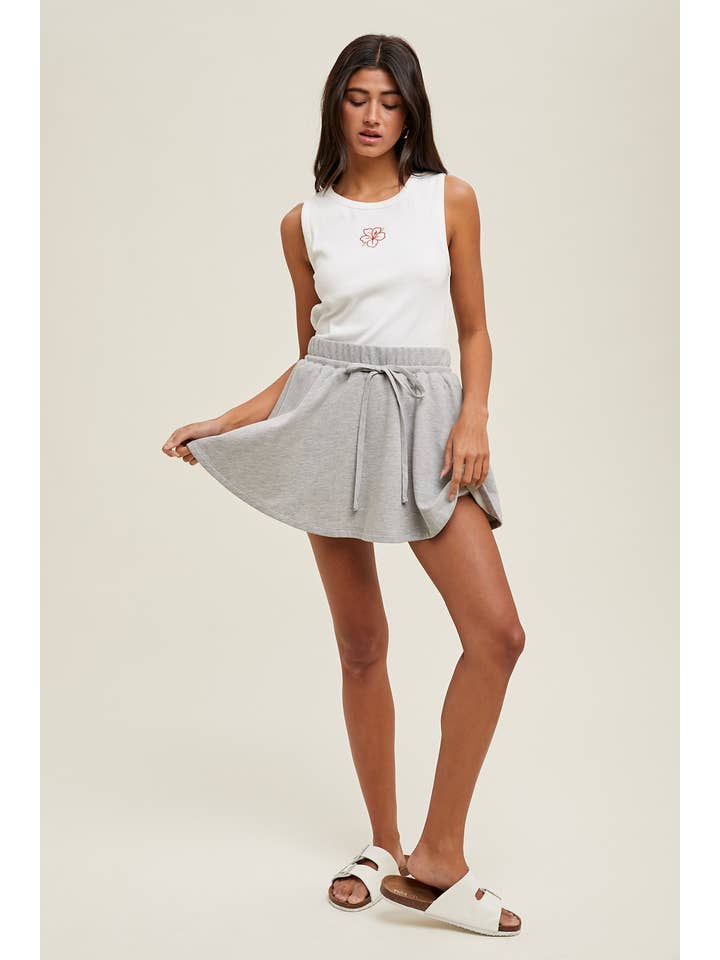 WHITE FLOWER EMBROIDERED RIBBED KNIT TANK / WL25-10404 for wholesale on Faire