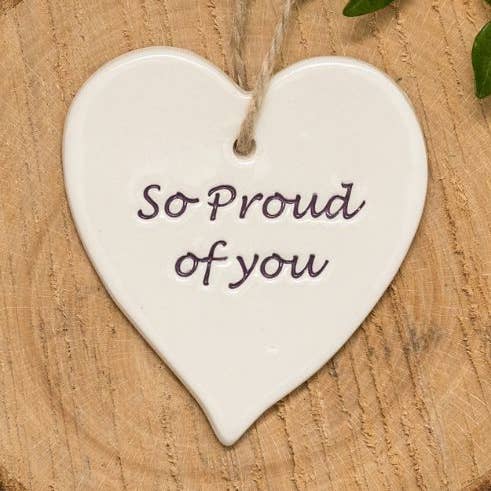 Broadlands Pottery - Wholesale Keepsake Coin/Token - Gifts - So Proud of You - Handmade ceramic heart0