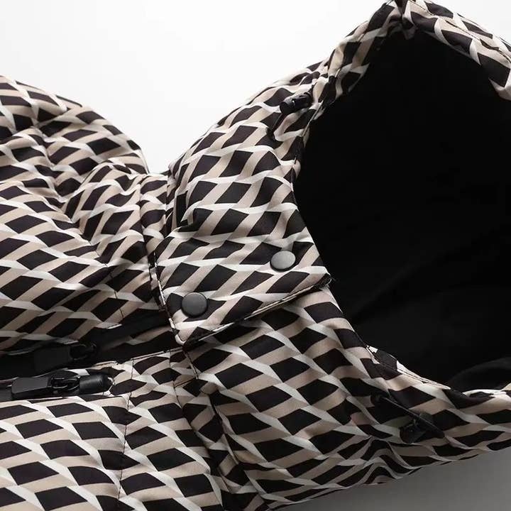 Rosa Clothing - Wholesale Coat - Women's - Printed hooded ski padded quilted jacket with belt6