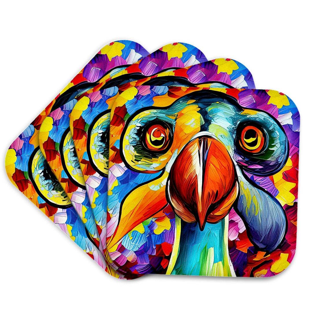 3dRose - Wholesale Coasters - 3dRose, Colorful dodo bird portrait. Funny digital oil painting gift, card, Coaster7