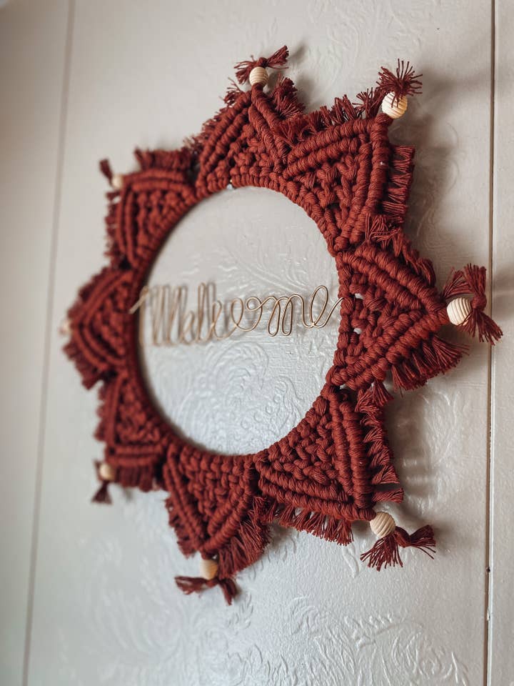 Welcome Wreath Macrame for wholesale by Rachel’s Rope