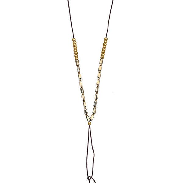 Andrea Bijoux - Wholesale Pendant/Charm Necklace - Elongated Thin Bead Bar Pendant Necklace2