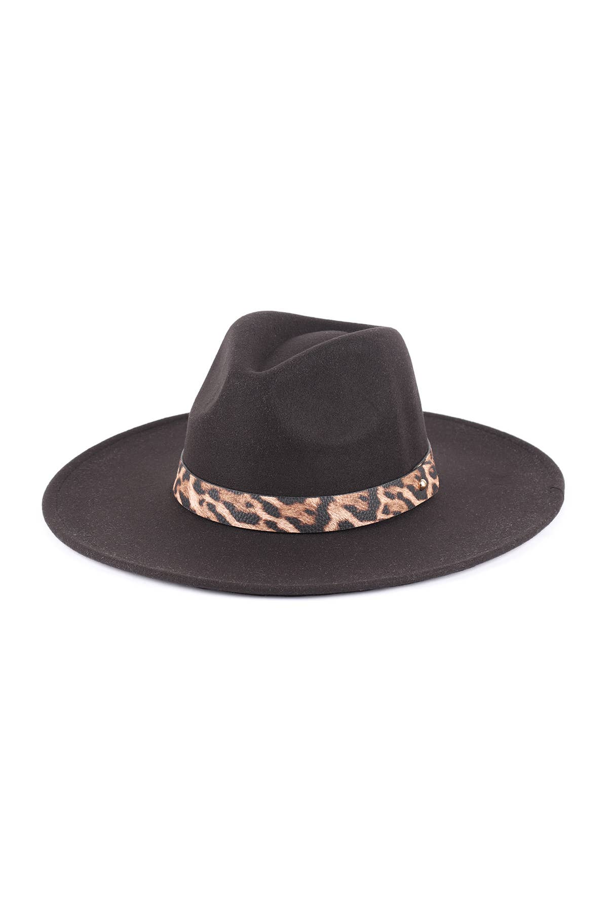 MYS Wholesale Inc - Vente Chapeau en feutre - femme - Chapeau à bord tendance en feutre avec accent léopard14