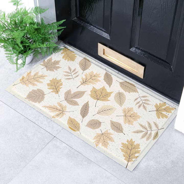 Autumn Neutral Leaves Indoor Outdoor Doormat (70 x 40cm) for wholesale by Artsy Mats