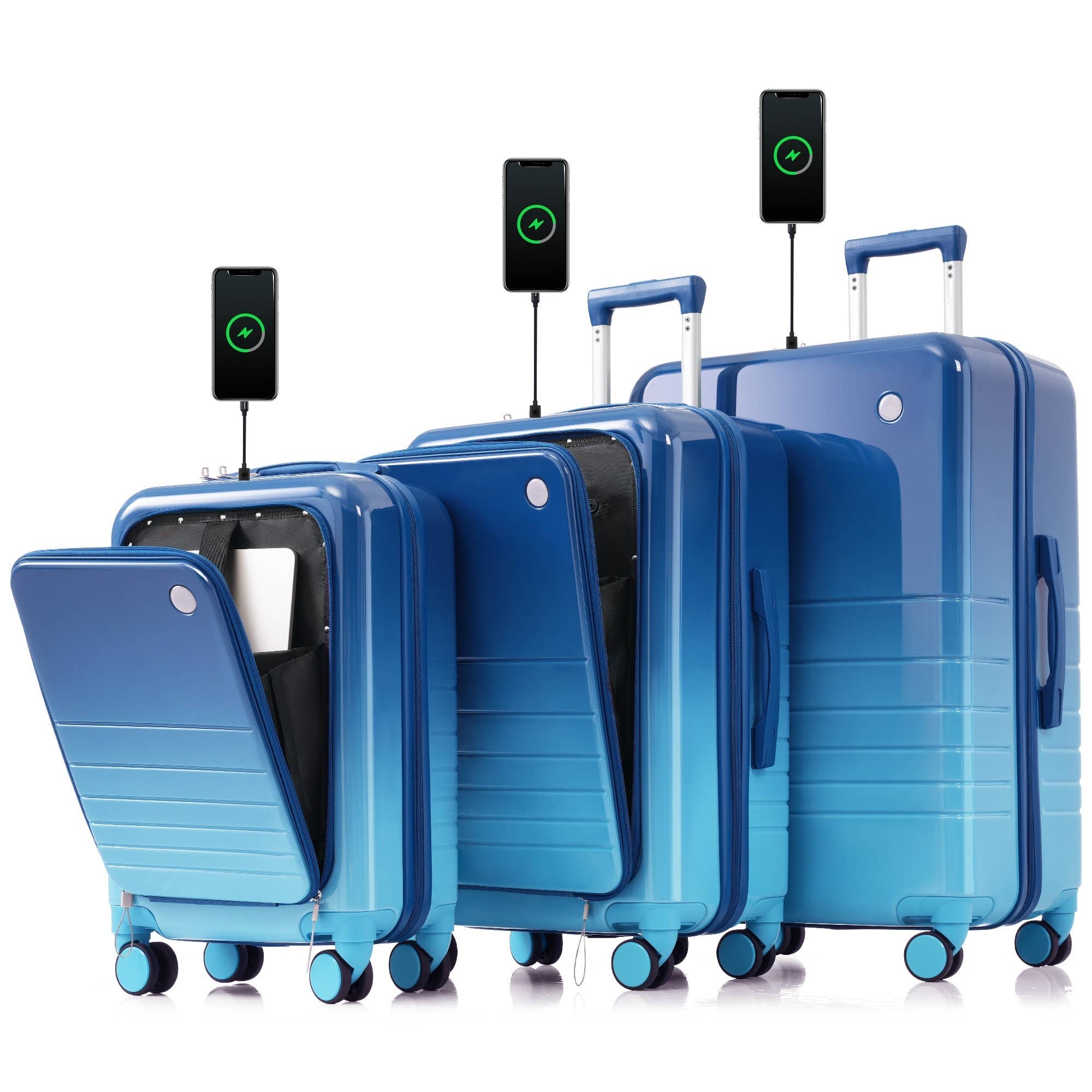 VTNG50 - Wholesale Luggage - Luggage Set of 3, 20, 24, 28inch with USB Port26