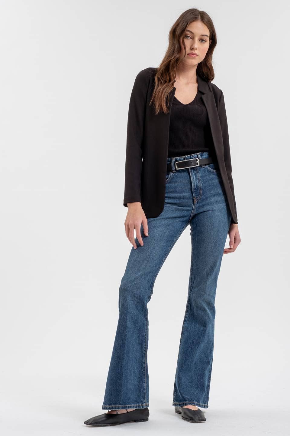 Blu Pepper - Wholesale Blazer - Women's - NOTCH COLLAR LONG SLEEVE LONG LINE BLAZER11