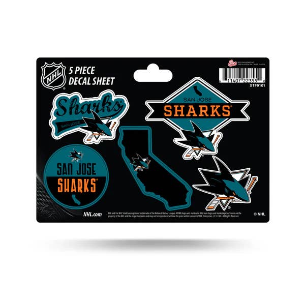Feuille de décalcomanies 5 pièces San Jose Sharks pour la vente par Rico Industries