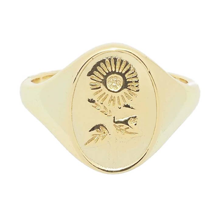 18K Vermeil Sunflower Signet Ring for engroshandel hos Brink and Forbes
