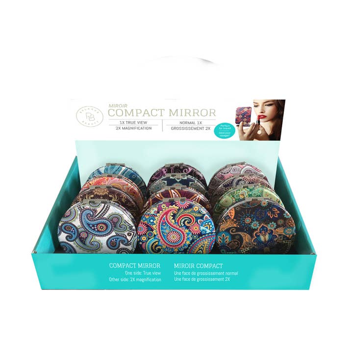 Paisley Makeup Mirror - Displayer of 12 for wholesale by Relaxus Products