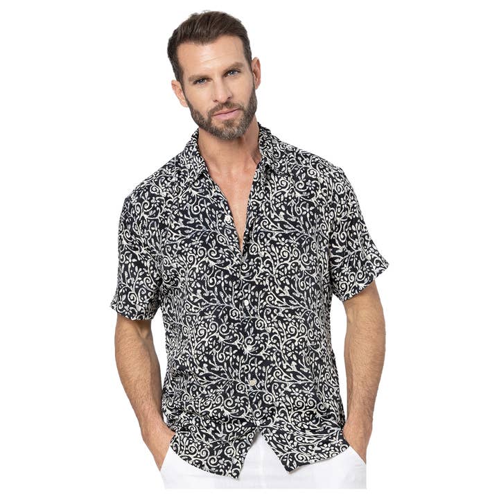 La Mano Boho - Wholesale Button Down Shirt - Men's - SHORT SLEEVE SUMMER SHIRT HCMC0001J