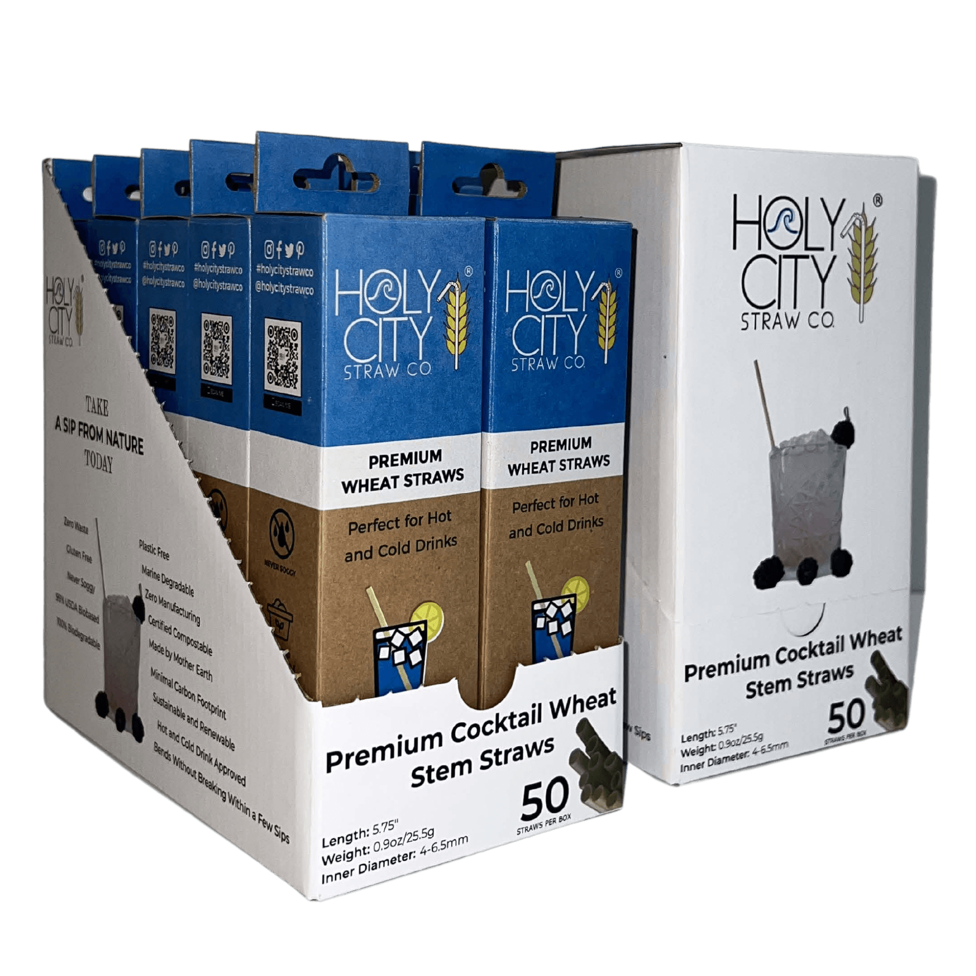 Holy City Straw Company - Wholesale Drinking Straw - Cocktail Wheat Drinking Straws | Inner Pack 10 Boxes | 50ct6