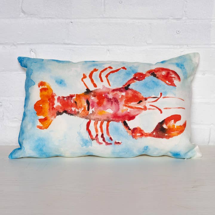 Hummer akvarel pude for engroshandel hos Greco Design