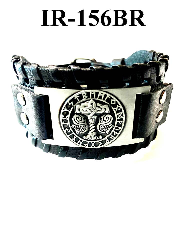 Bracciale in pelle Celtic Jewelry #IR -156BR per la vendita all'ingrosso da parte di Lucky Eye