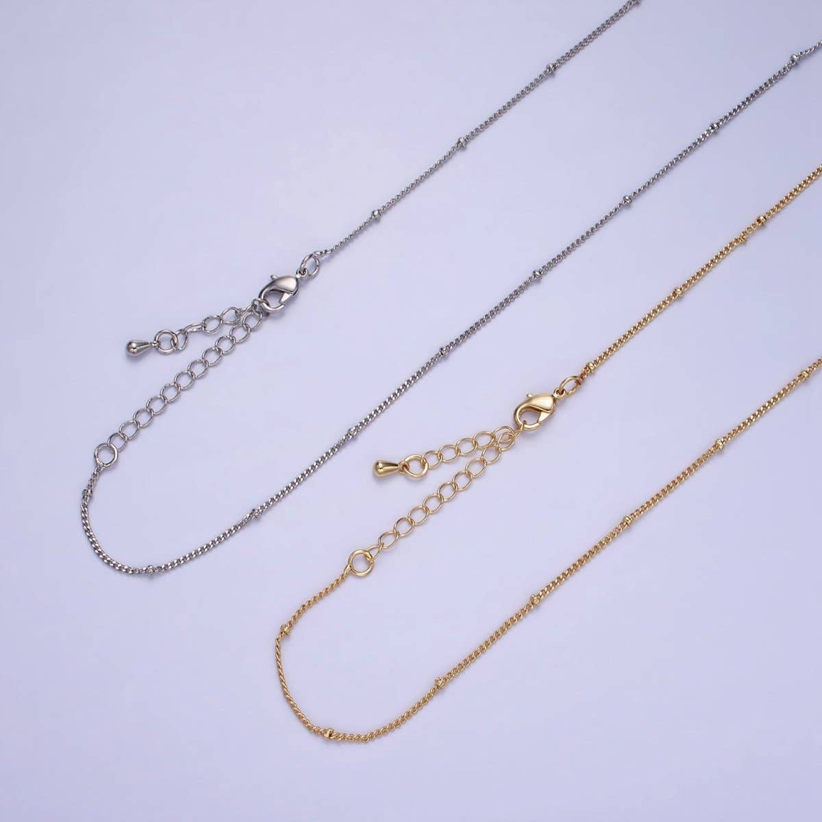 Aim Eternal – wholesale Link & chain necklace – 14K Gold Filled 1.8mm Satellite Curb Chain 17 Inch Necklace w. Extender in Gold & Silver | WA-2455 WA-24563