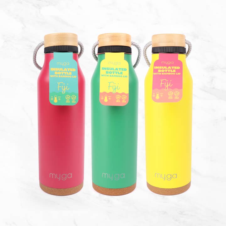 Myga Eco - Wholesale Water Bottle - Fiji Insulated Water Bottle with Bamboo Lid