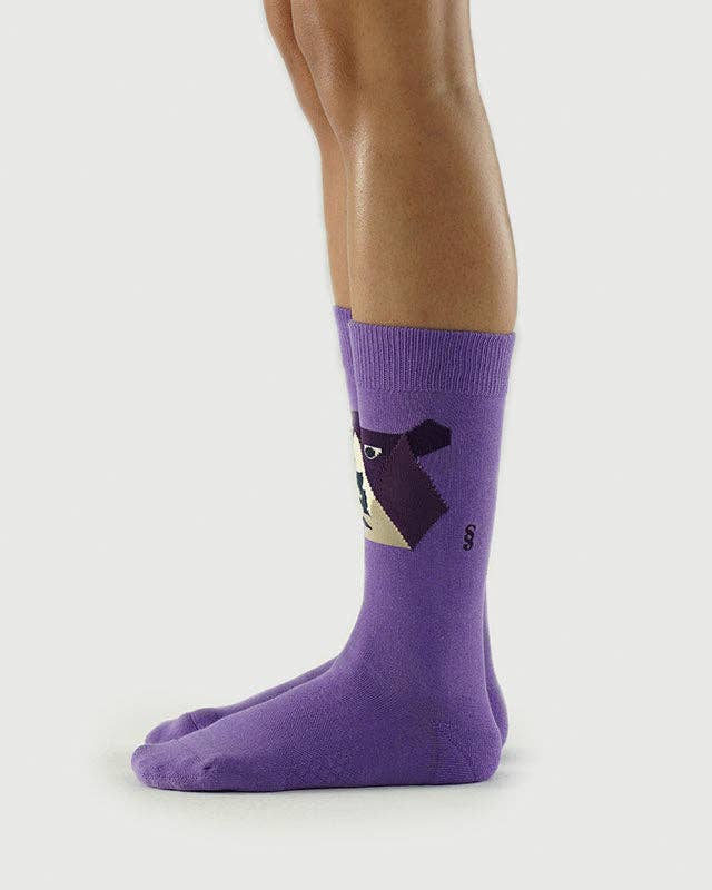 Purple Bear Socks | Semibold Lavender Bear Athleisure Crew Socks for wholesale on Faire2