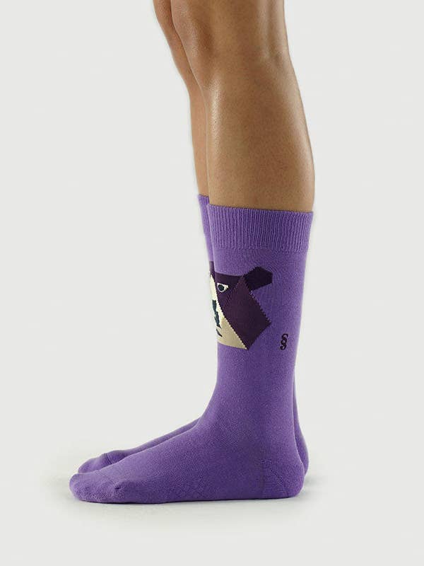 Purple Bear Socks | Semibold Lavender Bear Athleisure Crew Socks for wholesale on Faire2