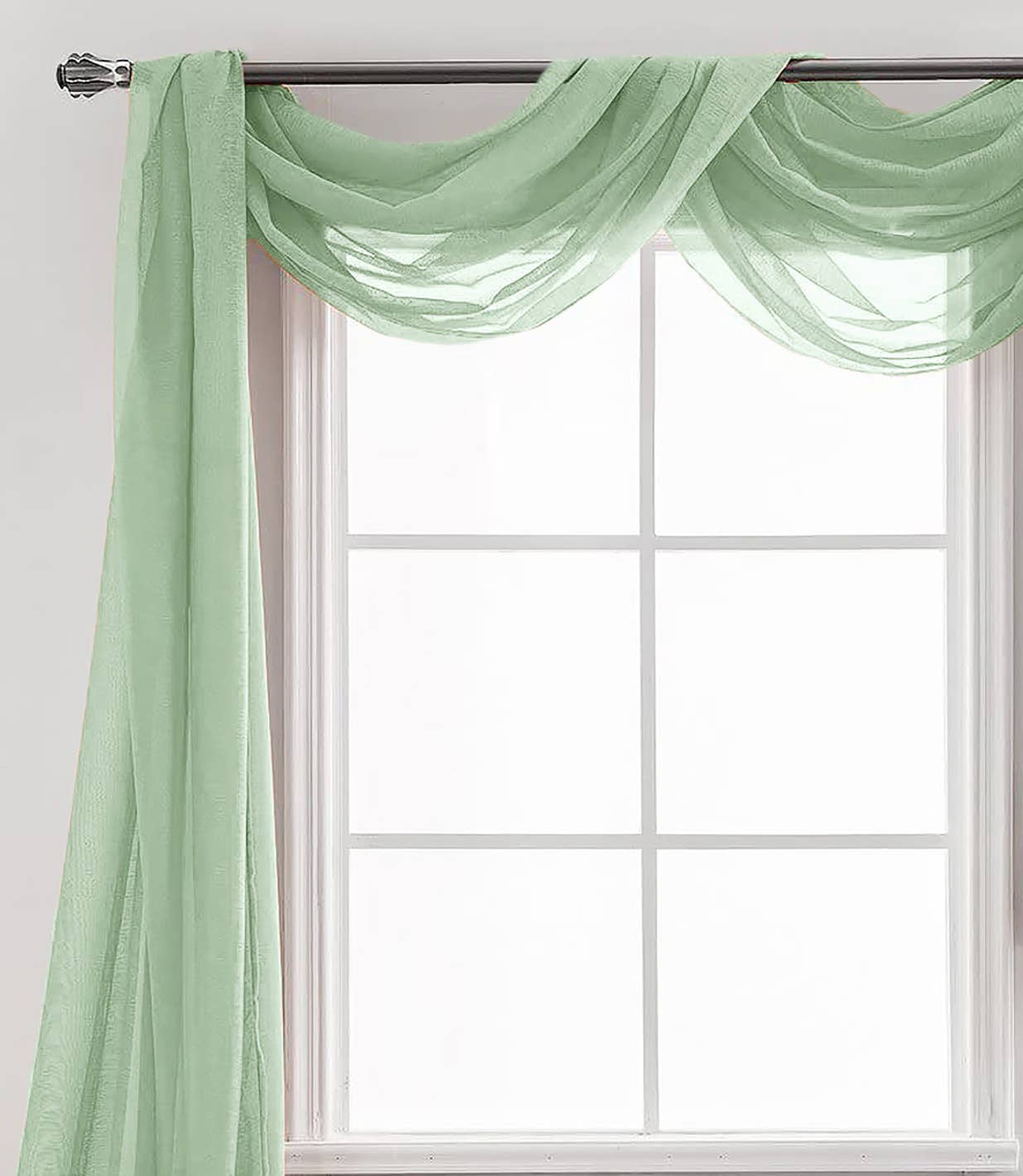 home mart goods – wholesale Valance – 37" x 216"- Sage Sheer Window Scarf Valance Draping Long1