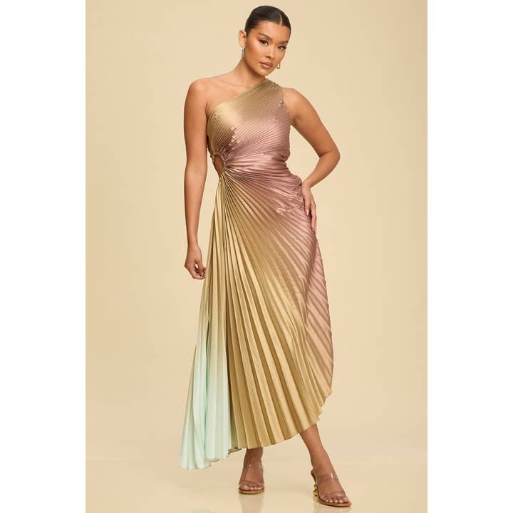 PLEATED OMBRE MIDI DRESS for wholesale by Luxxel
