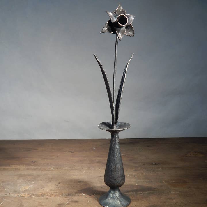 Forged Iron Daffodil in Vase for wholesale by Blackthorne Forge