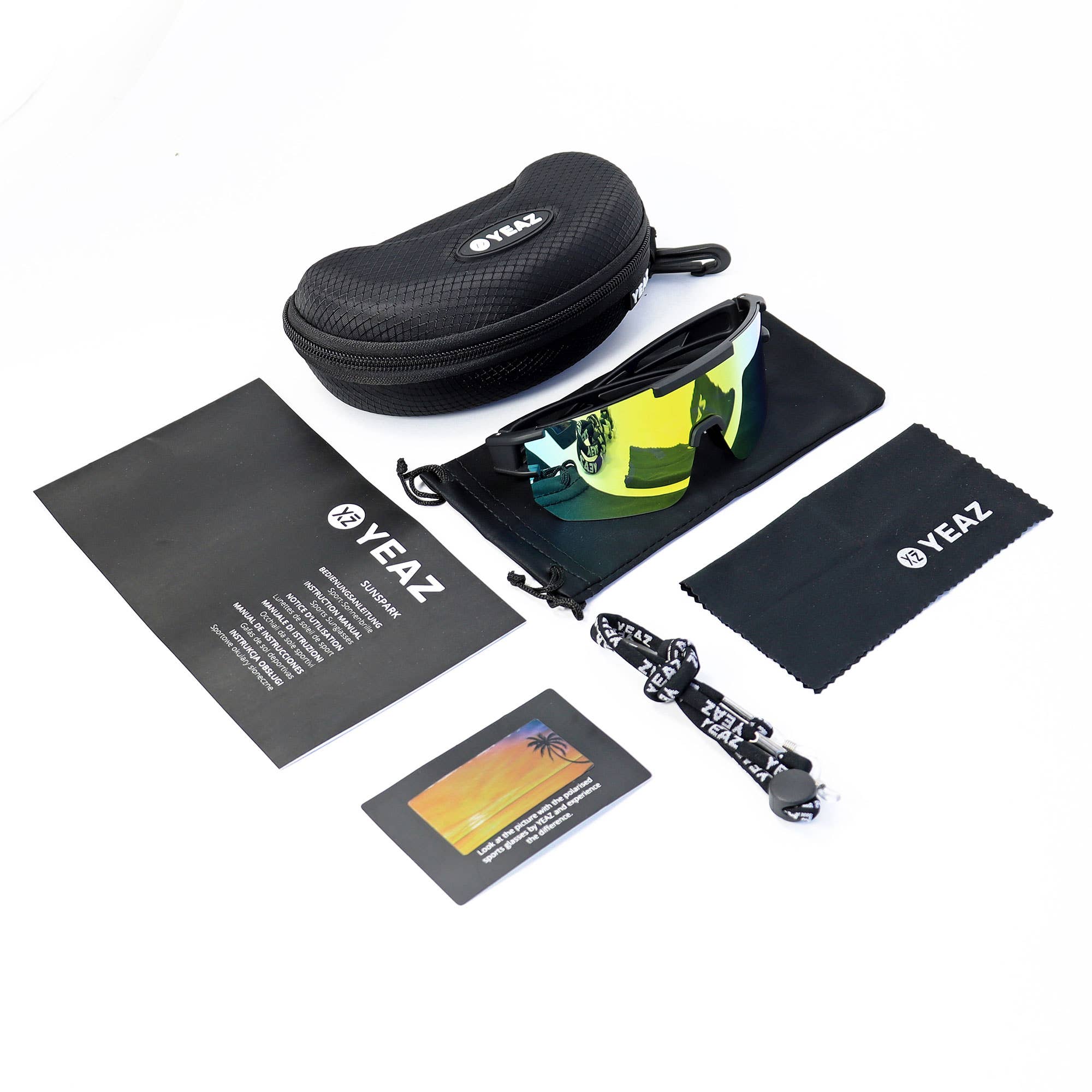 jaune Lunettes de sport SUNSPARK noires avec verres verts dorés en vente sur Faire4