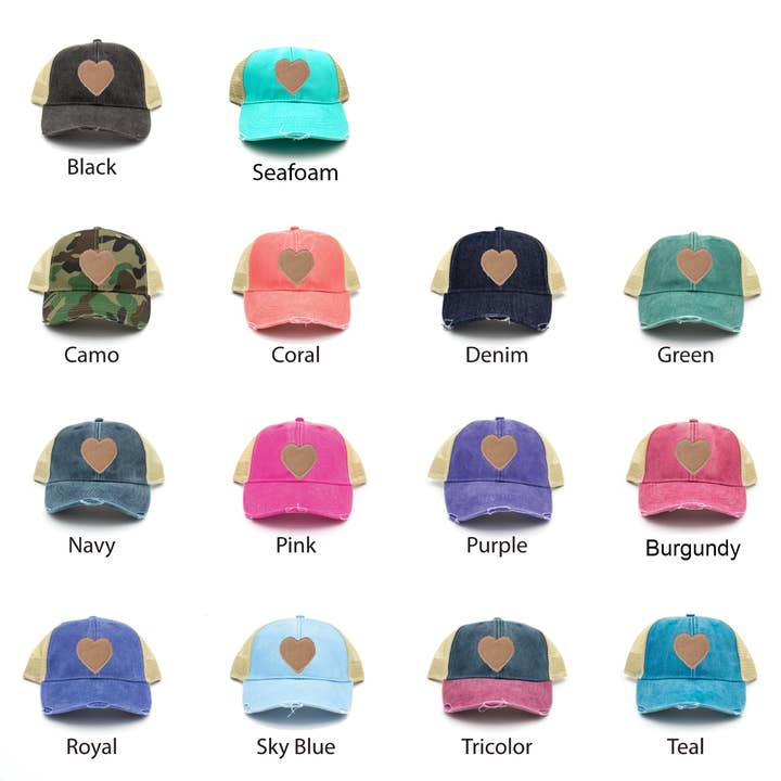 Heart Patch Trucker Hats for wholesale by Cotton Mule