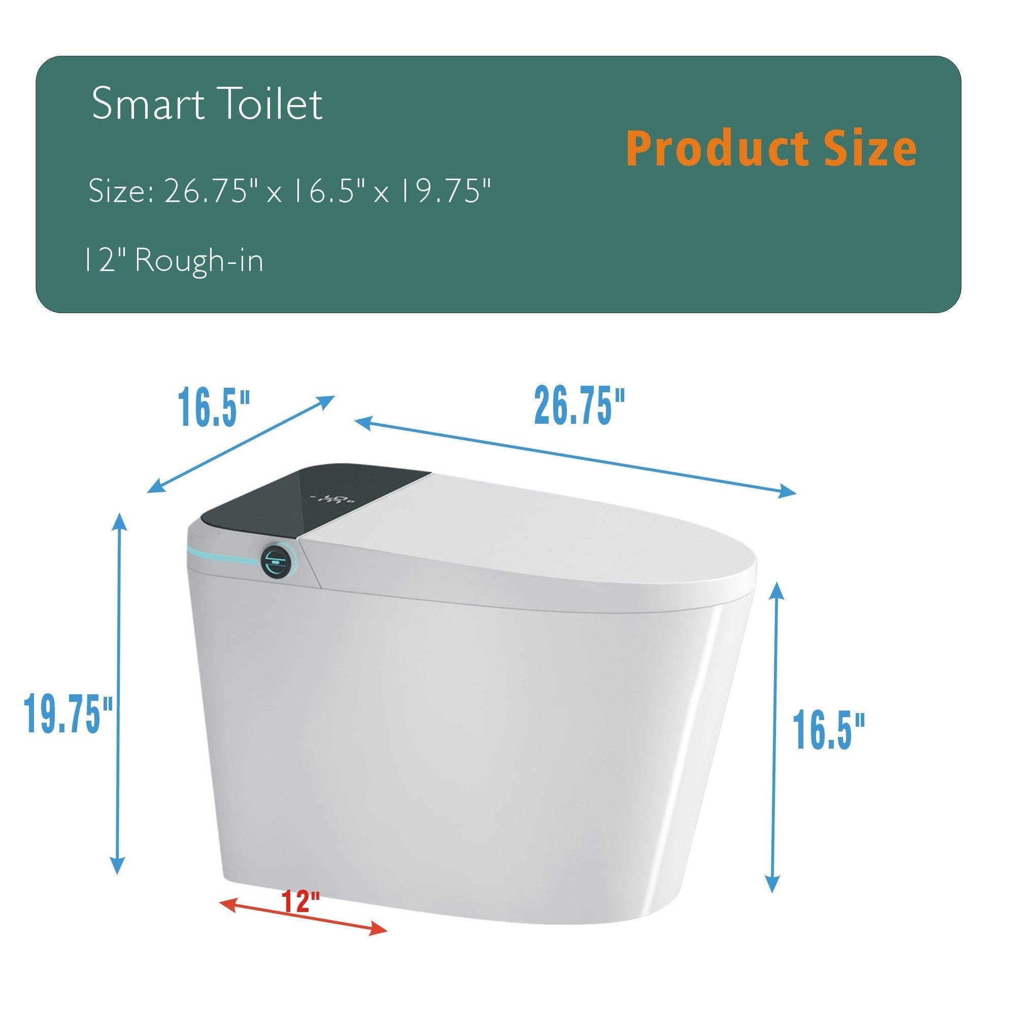 39F Inc. - Wholesale Toilet Paper Holder - Modern White Smart Toilet with Bidet Seat and LED Display6