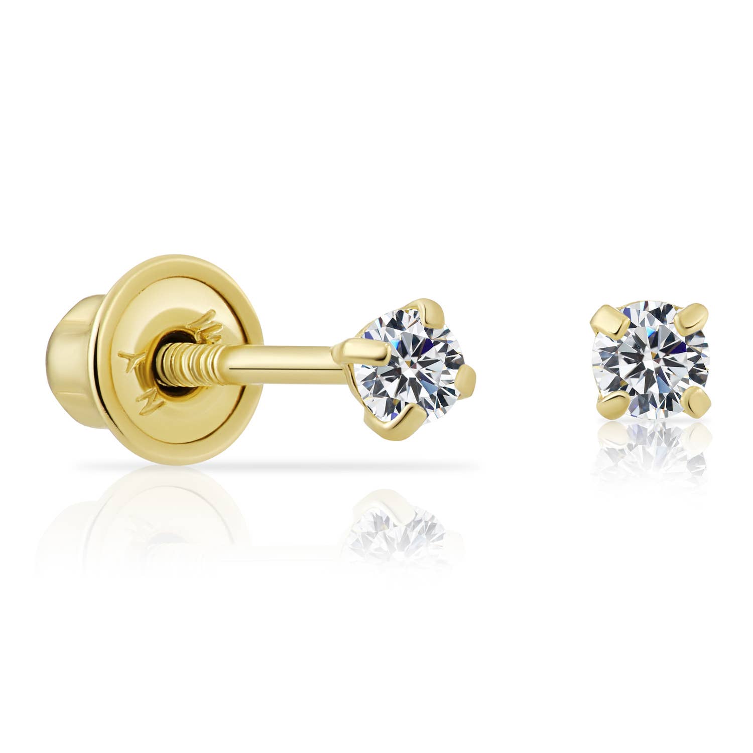 NY Gold & Silver Trading Inc. - Wholesale Stud/Post Earrings - 14K and 10K Solid Yellow Gold CZ Stud Earring - Screwback0