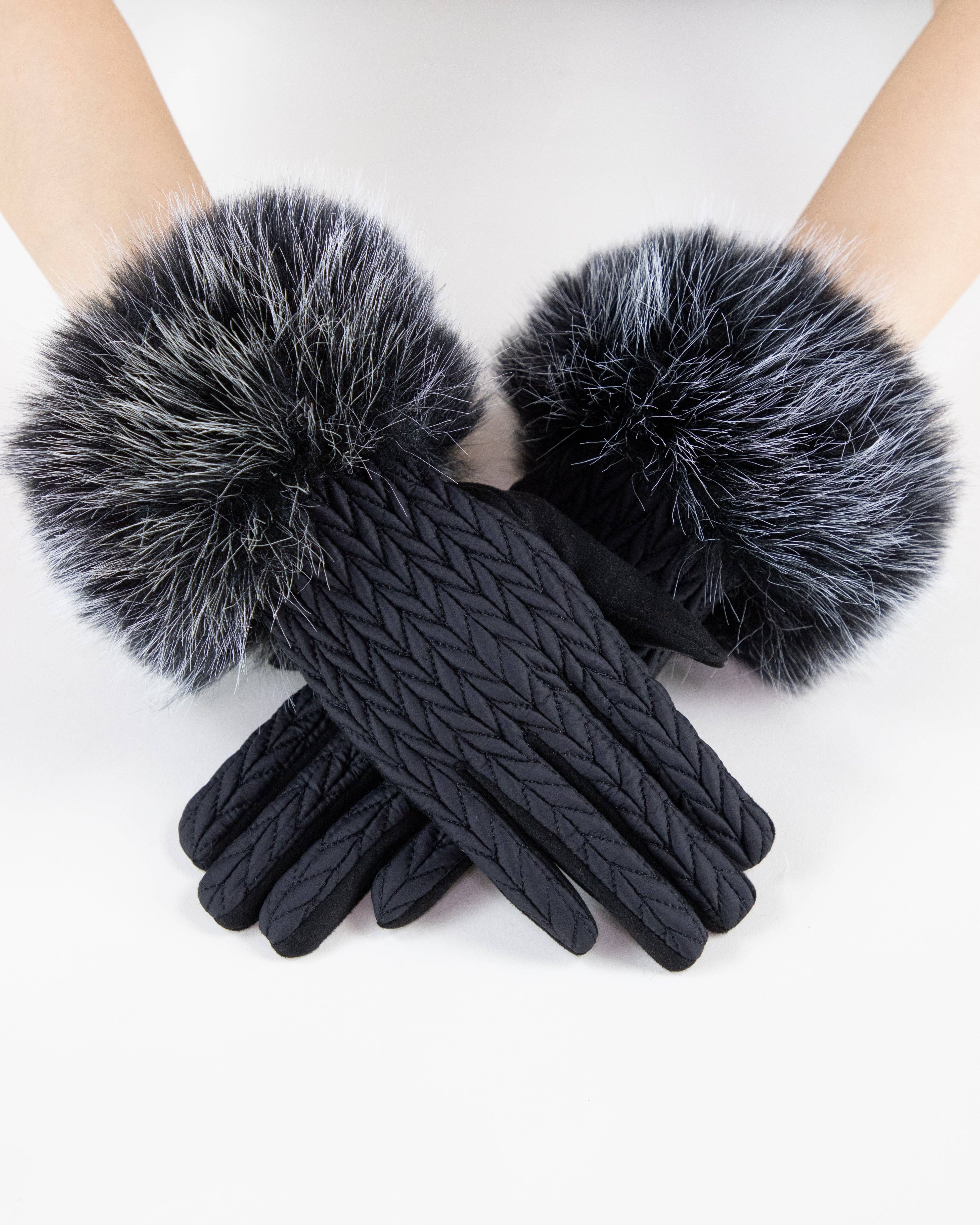 Original USA - Vente Gants – femme - Gants à revers en fausse fourrure à texture point jersey (TS)0