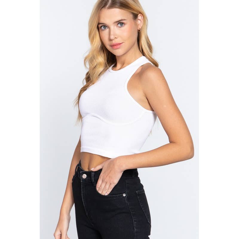 MintChoco – Großhandel Strickoberteil – Damen – NAHTLOSES CROP-TOP MIT UNTERSTREICHUNGSDETAIL16