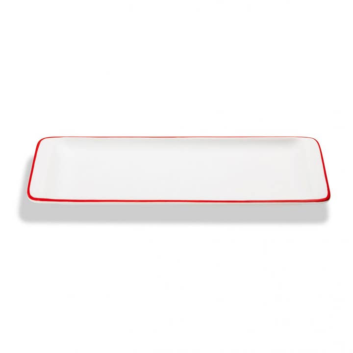 Ruby Red Rim, Cake Plate 42 X 16 Cm for wholesale by Gmundner Keramik Handels GmbH