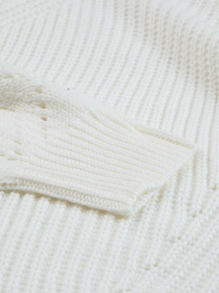 FULL TIME PURCHASE - Wholesale Knit Sweater - Women's - Hollow-out Puffy Sleeve Knit Sweater31